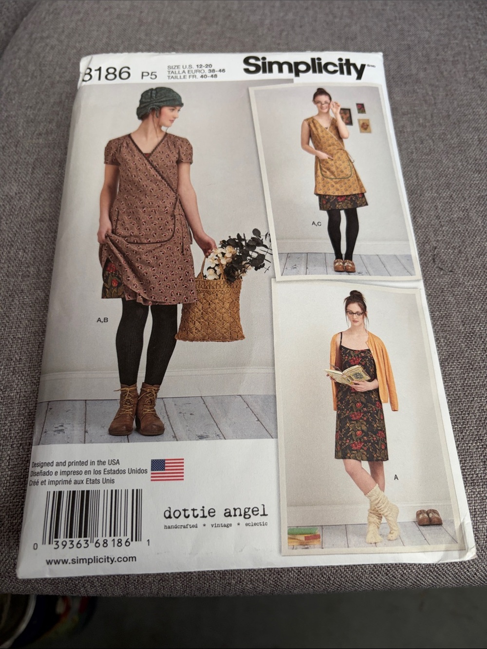 Simplicity Brown & Mustard Wrap and Slip Dress Pattern